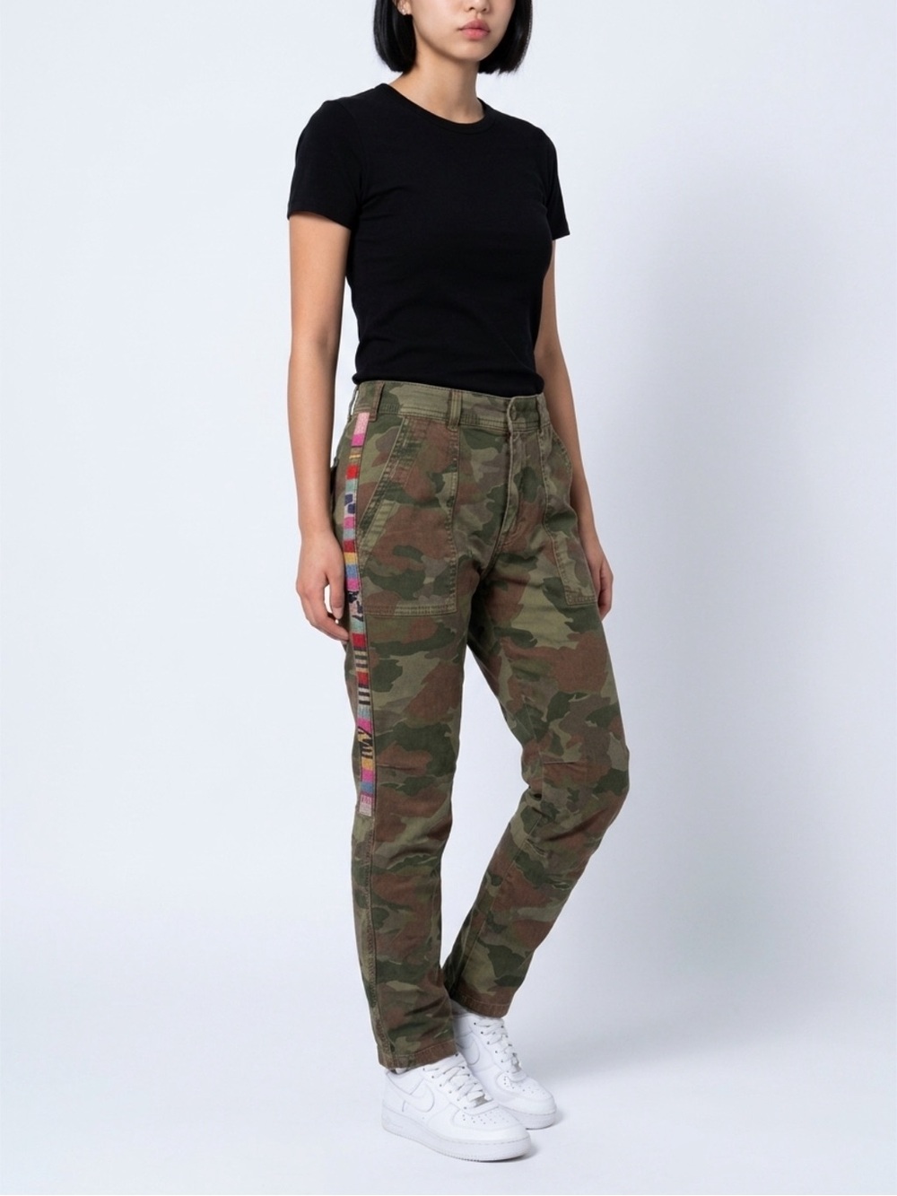 Anthropologie The Wanderer Camo Utility Pants with Striped Side Detail